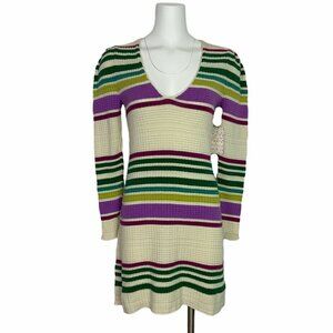 NWT Free People Gidget v-neck long sleeve Sweater Dress XS Multi-Color S…
